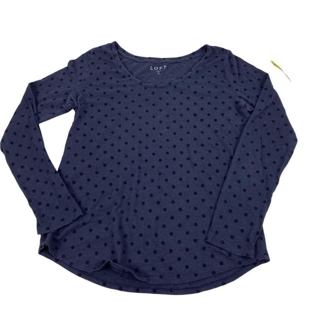 Loft Velvet Dot Long Sleeve Shirttail Tee size Medium